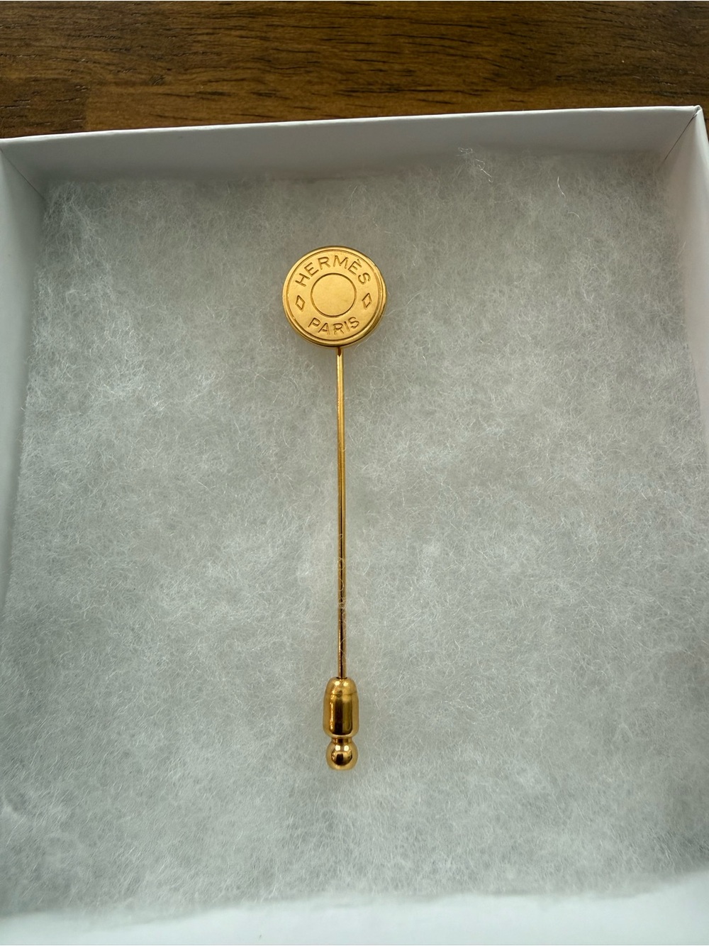 Hermes Gold Clou de Selle Stick Pin